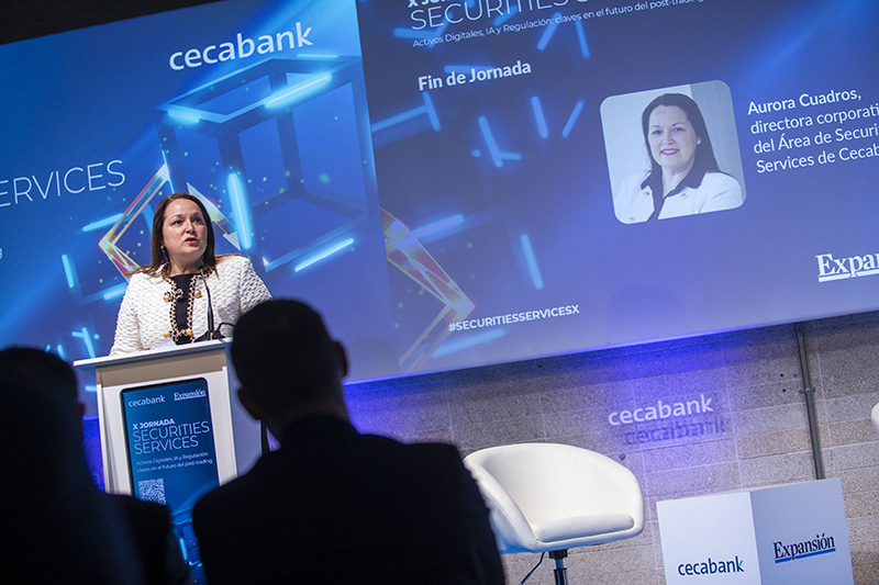 Discurso de Aurora Cuadros, directora corporativa de Securities Services de Cecabank, poniendo el broche a la jornada.