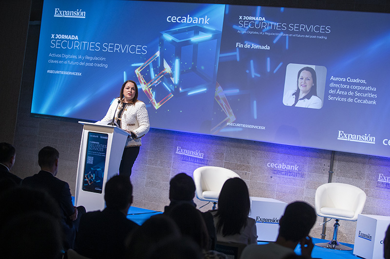 Fin de la jornada por Aurora Cuadros, directora corporativa de Securities Services de Cecabank.